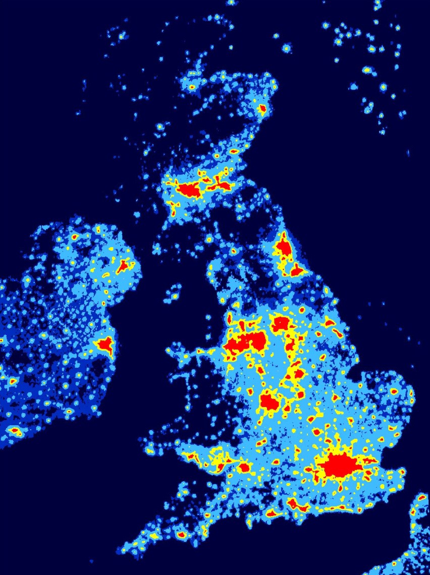 British Isles light pollution from Dark Sky Discovery