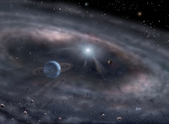 Artist's impression of planets orbiting in the disk of dust surrounding Vega